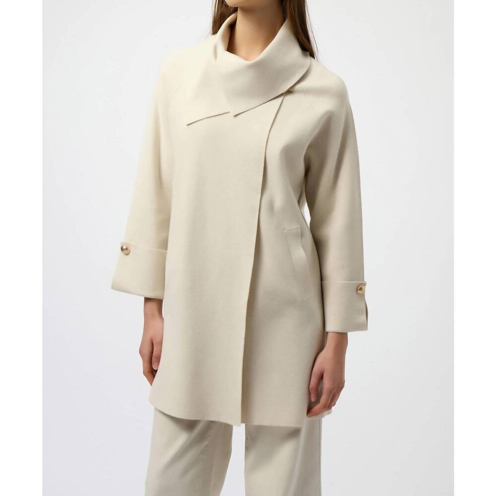 NEW JOSEPH RIBKOFF overlap collar sweater knit cardigan in birch melange